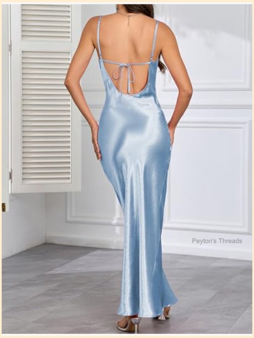 Satin Silk Backless Maxi Dress Cowl Neck Tie Low Back Wedding Guest - Picture 4 of 7
